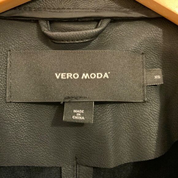 ASOS Vero Moda Black Faux Leather Open Jacket XS - Picture 4 of 9